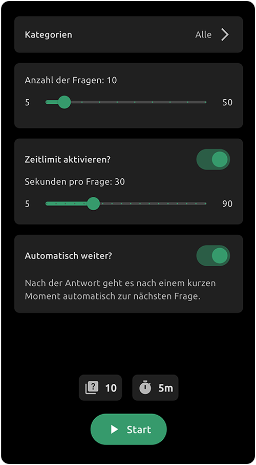 Smarter Übungsmodus in der MedAT+ Smartphone App von studymed